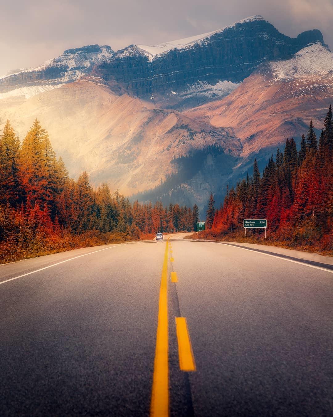  秋天的公路，Sakith Ranaweera摄于加拿大。 