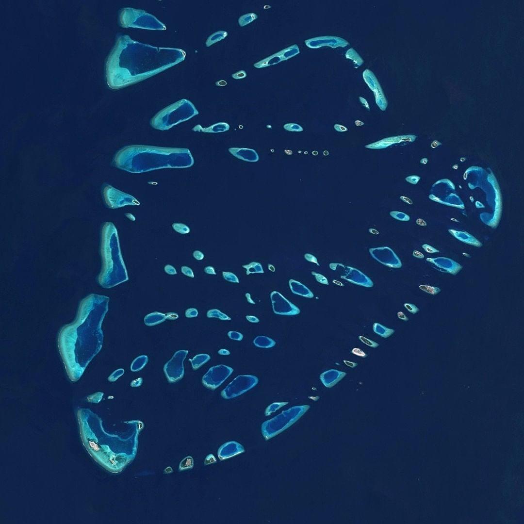  马尔代夫的岛礁，来自CopernicusEU。 