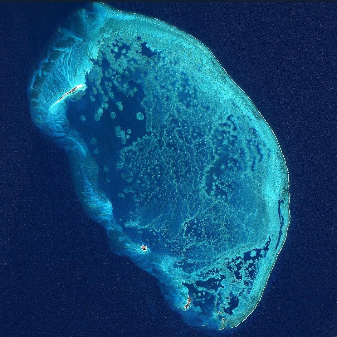  墨西哥湾蝎子礁，来自欧洲哨兵卫星。 
