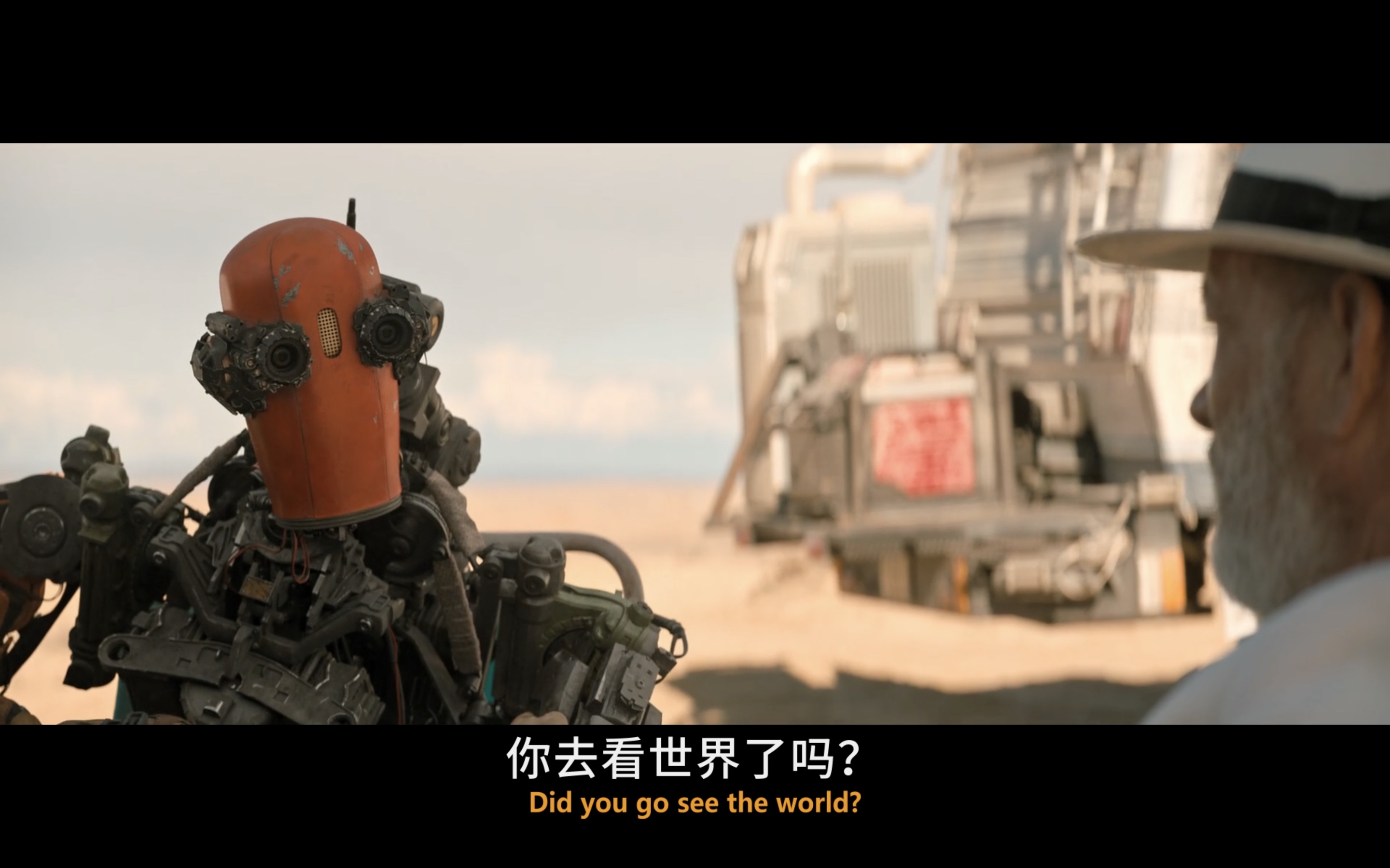 《芬奇》<br/>汉克斯的路程，有些画面甚至会跳回到阿甘正传里面一个人跑步的场景。人与人隔绝的世界似乎并不遥远。