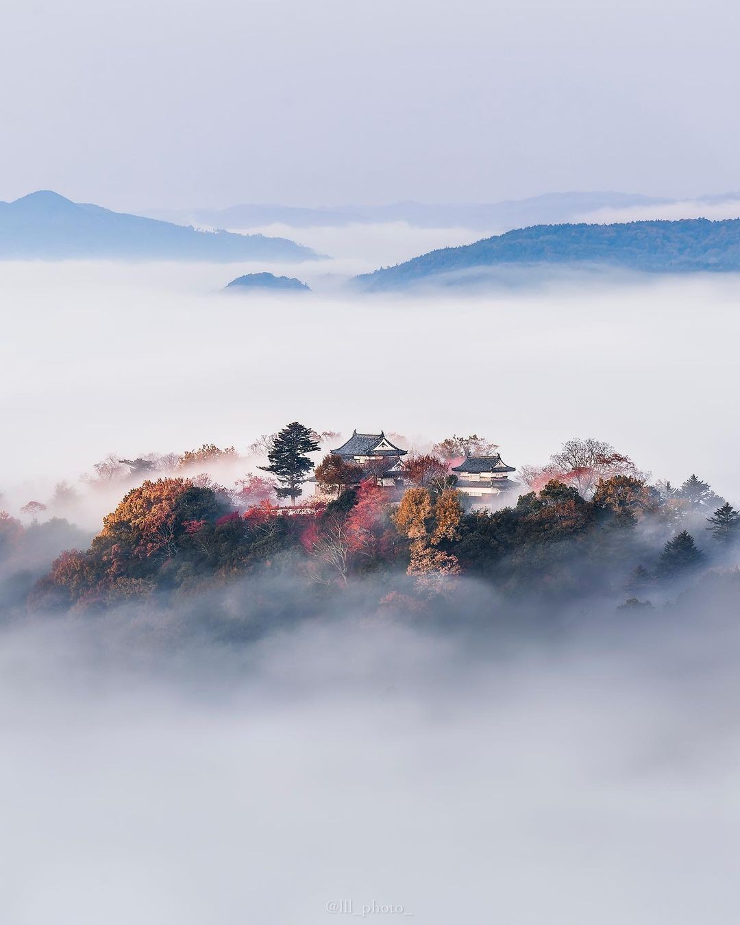  云雾中的备中松山城，来自摄影师路 るう。 