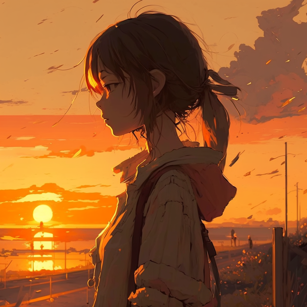  Midjourney：beautiful sunset,want Shinkai Makoto style。 