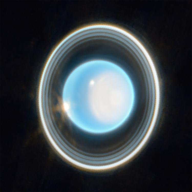  天王星及其光环，来自韦伯太空望远镜。 