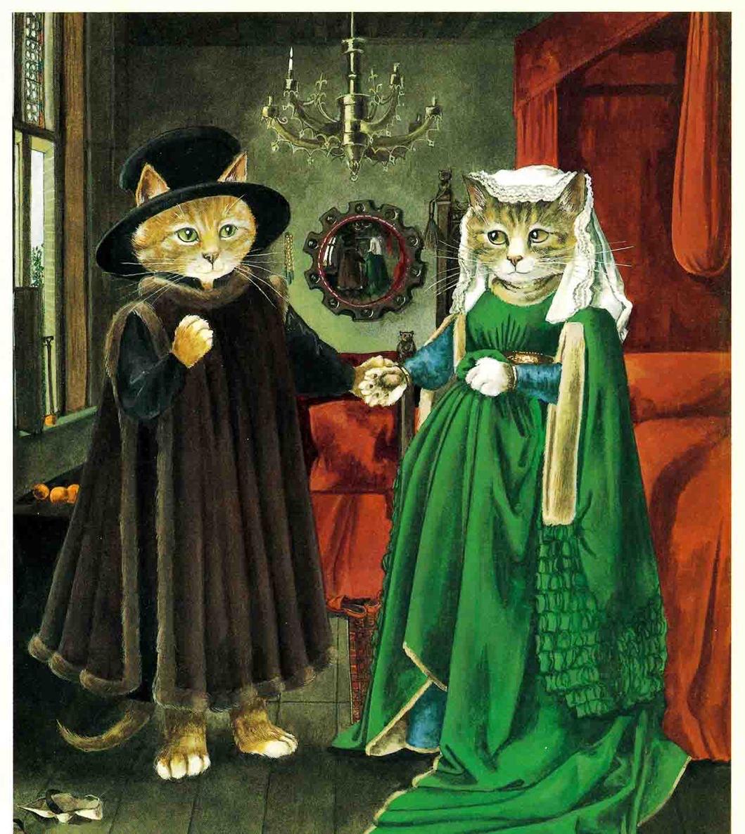 阿尔诺芬尼夫妇像，扬·凡·艾克 1434年。<br/>《如果名画都是猫》