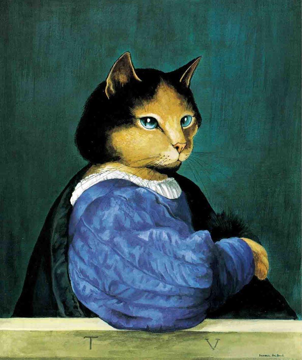 青年男子的肖像画，提香·韦切利奥　1512年。<br/>《如果名画都是猫》
