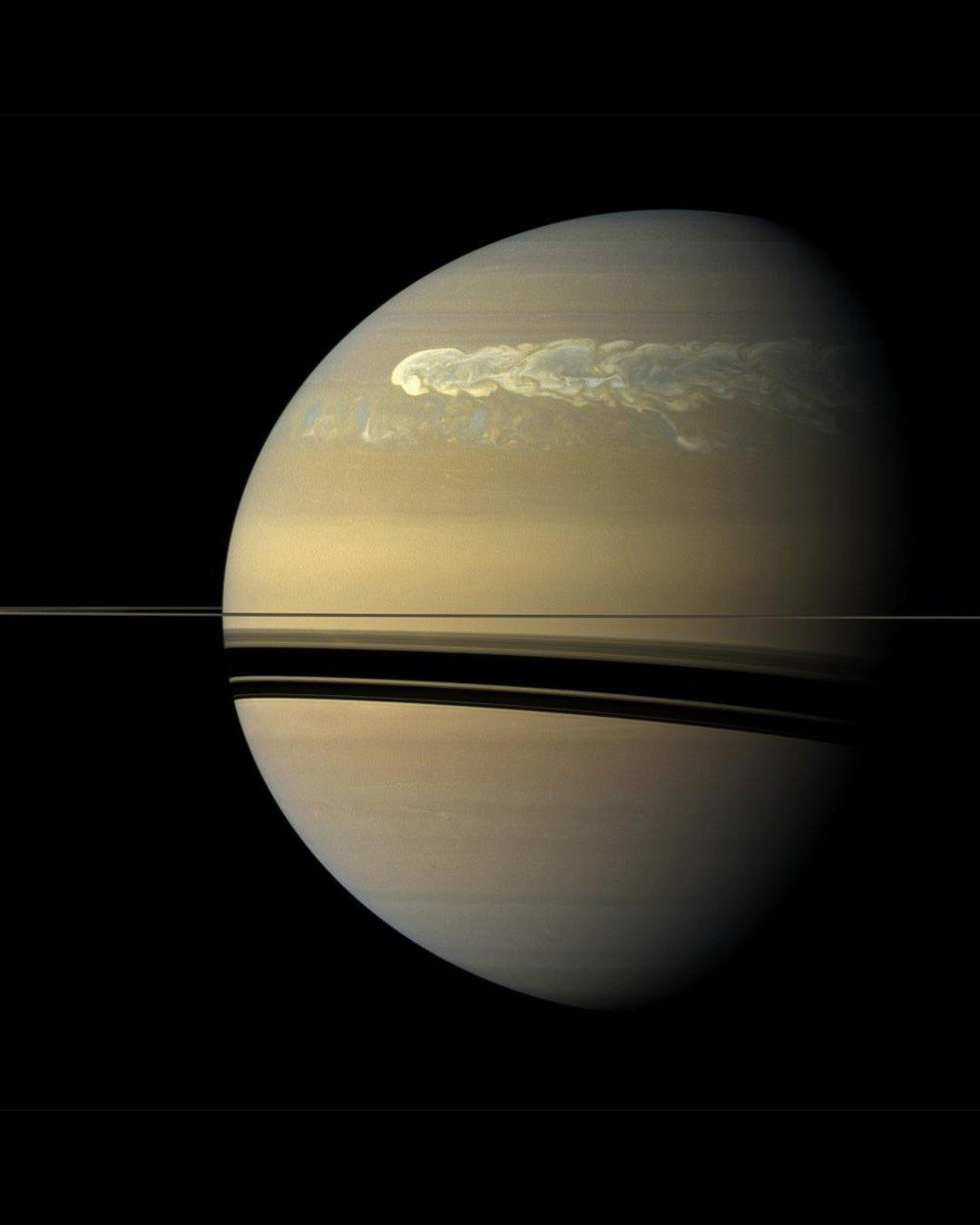  土星上的风暴，来自NASA。 